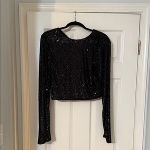 Show Me Your MuMu Black Sequin Crop Top